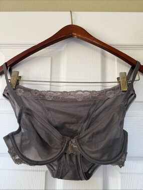 Calvin Klein Sheer Lace Underwire Taupe Bra 32C and Briefs S